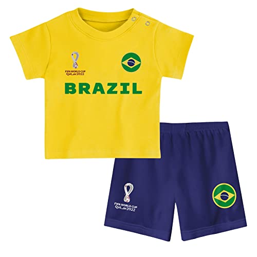 FIFA Unisex Kinder Official World Cup 2022 Tee & Short Set, Toddlers, Brazil, Alternate Colours, Age 2, Yellow, Small von FIFA