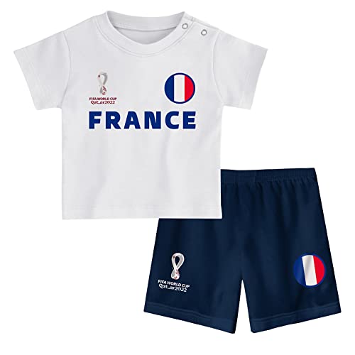 FIFA Unisex Kinder Official World Cup 2022 Tee & Short Set, Toddlers, France, Team Colours, Age 2, White, Small von FIFA