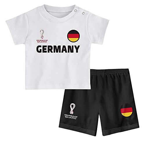 FIFA Unisex Kinder Official World Cup 2022 Tee & Short Set, Toddlers, Germany, Team Colours, Age 3, White, Medium von FIFA