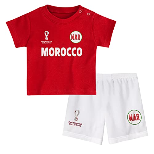 FIFA Unisex Kinder Official World Cup 2022 Tee & Short Set, Toddlers, Morocco, Team Colours, Age 4, Red, Large von FIFA
