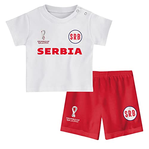 FIFA Unisex Kinder Official World Cup 2022 Tee & Short Set, Toddlers, Serbia, Alternate Colours, Age 3, White, Medium von FIFA
