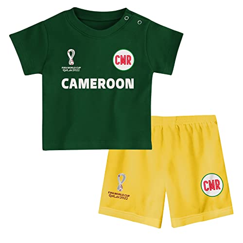 FIFA Kinder Offizielles Weltmeisterschaft 2022 T-Shirt & Shorts Set – Kamerun – Zuhause Country Tee & Shorts, grün, 12 Months von FIFA