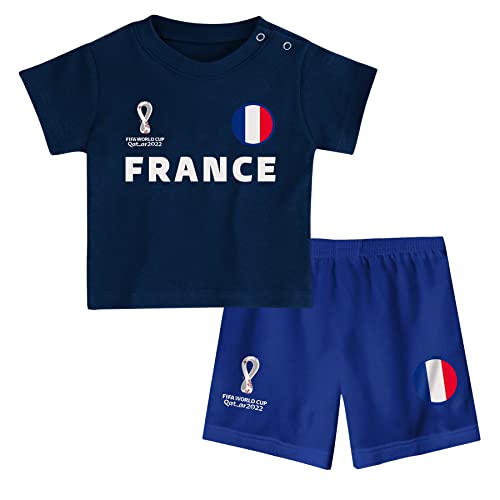 FIFA Kinder Offizielles World Cup 2022 T-Shirt und Shorts – Frankreich – Auswärts Country Tee & Shorts Set, Navy/Navy, 24 Months von FIFA