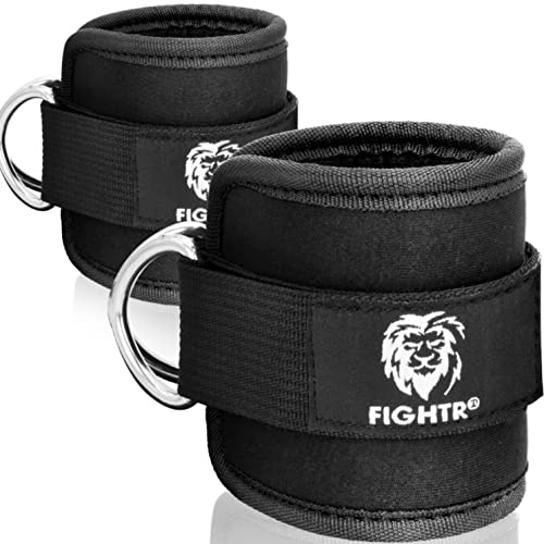 FIGHTR® Fußschlaufen (gepolstert) - für Fitness Training am Kabelzug - (2 Stück) Ankle Straps für Frauen und Männer von FIGHTR
