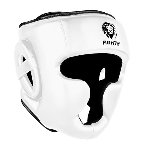 FIGHTR® Kopfschutz mit bestem Sitz für maximalen Schutz | Boxhelm für Sparring | Verstellbare Größe für Boxen, MMA, Muay Thai, Kickboxen & Kampfsport (Weiß, L/XL) von FIGHTR