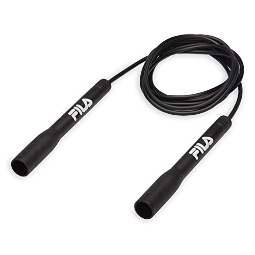 FILA Accessories Speed Jump Rope – 2,7 m klassisches Fitness-Springseil, verstellbares, verwicklungsfreies Kabel und verlängerte Griffe, Cardio-Ausdauertraining für Damen, Herren – Schwarz FILA Accessories Speed Jump Rope – 2,7 m klassisches Fitness-Springseil, verstellbares, verwicklungsfreies Kabel und verlängerte Griffe, Cardio-Ausdauertraining für Damen, Herren – Schwarz von FILA