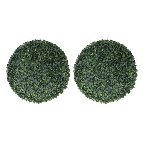 FILFEEL 2 Stück Künstlicher Pflanzenball, Hochwertiger, UV-beständiger Künstlicher Topiary-Ball aus Kunststoff, Grün 15 Zoll, Lebensechte Dekoration für Zuhause, Balkon, Garten ohne von FILFEEL