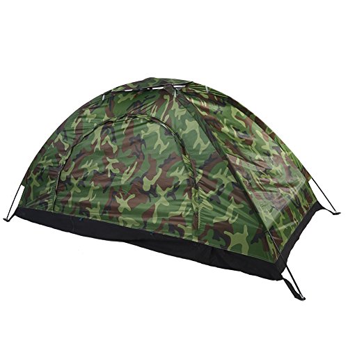 FILFEEL Outdoor Camping Zelt, Camouflage 1 Person UV-Schutz Wasserdicht Familie Reisen Wasserdicht Festival Wandern Faltzelte mit Tragbarer Tragetasche von FILFEEL