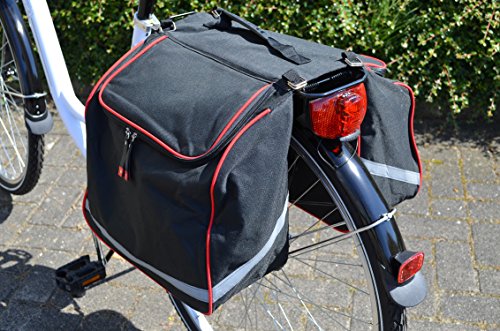 Filmer Fahrrad-Doppeltasche mit Reflektorstreifen, Rot/Schwarz, 32 x 35 x 17 cm, 20 Liter, 46353 von FILMER