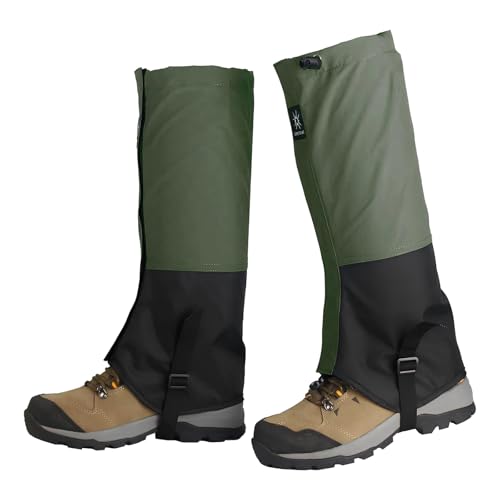 Gamaschen Wasserdicht,Guards Gaiter for Herren Damen,Verstellbare Outdoor Gamaschen,Gamaschen Wasserdicht Wandern Leg für Outdoor-Hosen zum Wandern,Klettern,Trekking (Grün) von FILOEEX