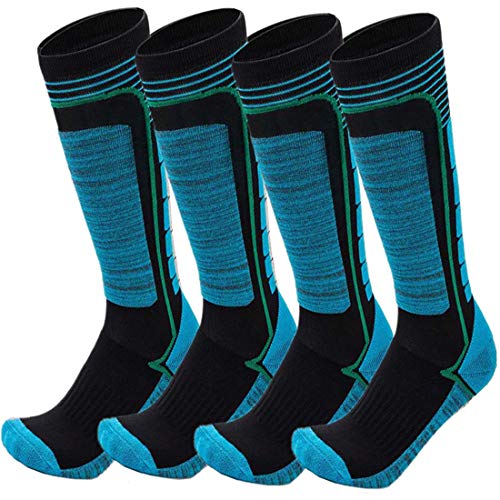 FINGER TEN 2 Paar Skisocken Skistrumpf Sportsocken Baumwolle Socken Herren Damen Kinder Mädchen Jungen Verdicken Für Wintersport Snowboard Geschenk Größe 31-43 (Blau, M(35-38)) … von FINGER TEN