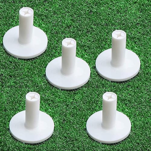 FINGER TEN Golf-Gummi-Tee-Driving Range, 5 Stück, alle 5,1 cm für Innen- und Außenbereich, Übungsmatte, T-Adapter, weißes Tee-Halter-Set für Schlagmatten (milchig, 5 Stück, alle 5,1 cm) von FINGER TEN