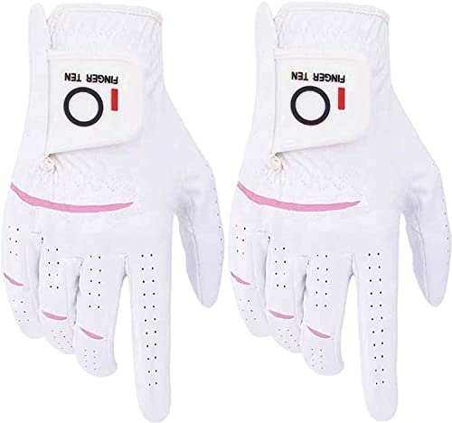 FINGER TEN Golfhandschuhe Damen Paar Linke Rechte Hand 2 Stück Mikrofaser Allwetter Regentag Nass Heiß Golf Handschuh Griff Haltbarkeit Weicher Komfort (2 Stück S, Rechts) FINGER TEN Golfhandschuhe Damen Paar Linke Rechte Hand 2 Stück Mikrofaser Allwetter Regentag Nass Heiß Golf Handschuh Griff Haltbarkeit Weicher Komfort (2 Stück S, Rechts) von FINGER TEN