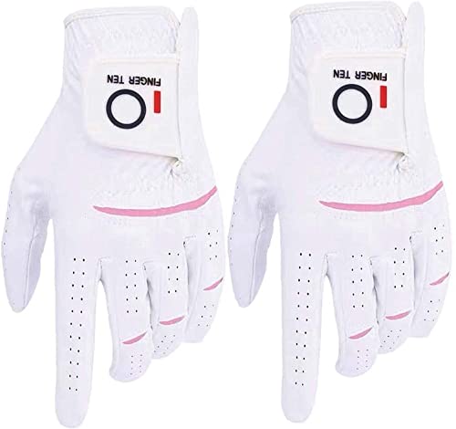 FINGER TEN Golfhandschuhe Damen Paar Linke Rechte Hand 2 Stück Mikrofaser Allwetter Regentag Nass Heiß Golf Handschuh Griff Haltbarkeit Weicher Komfort (2 Stück XL, Links) FINGER TEN Golfhandschuhe Damen Paar Linke Rechte Hand 2 Stück Mikrofaser Allwetter Regentag Nass Heiß Golf Handschuh Griff Haltbarkeit Weicher Komfort (2 Stück XL, Links) von FINGER TEN