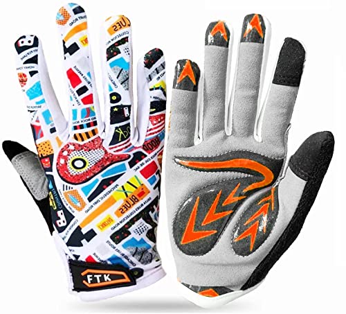 FINGER TEN Fahrradhandschuhe Kinder MTB Fahrrad Handschuhe Freizeit Vollfigner Sport mit Gel rutschfest Wert 1 Paar Gelb M, Radsport Skatehandschuhe für Sommer Jungen Mädchen 2-11 Jahre von FINGER TEN