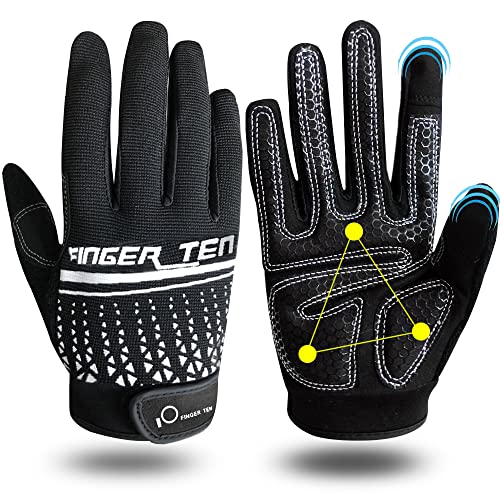 Fitness Handschuhe Herren Vollfinger Damen Traininghandschuhe Kraftsport Fitnesshandschuhe Handgelenkschutz Rutschfest Sporthandschuhe, für Bodybuilding Gym Krafttraining Training (Schwarz, M) von FINGER TEN