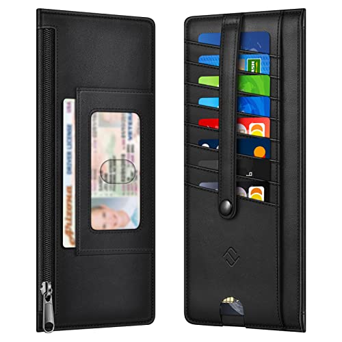Fintie Slim Wallet Kartenetui, Premium Kunstleder RFID-Blocker Geldbörse Kreditkartenetui mit Reißverschlusstasche für Bargeld, Münz, Quittung, EC-Karten, Schwarz Fintie Slim Wallet Kartenetui, Premium Kunstleder RFID-Blocker Geldbörse Kreditkartenetui mit Reißverschlusstasche für Bargeld, Münz, Quittung, EC-Karten, Schwarz von FINTIE