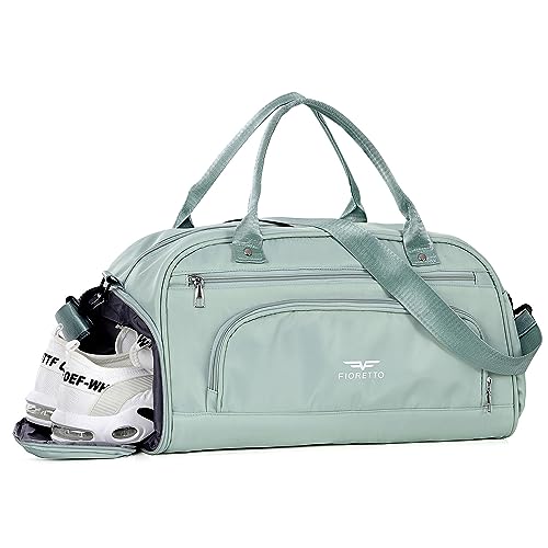 FIORETTO 30L Klein Sporttasche & Reisetasche für Damen und Herren mit Schuhfach & Nassfach Tasche für Sport Fitness & Reisen Trainingstasche, Weekender Gym Bag Grün von FIORETTO