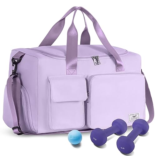 FIORETTO 35L Damen Sporttasche Faltbare Reisetasche mit Schuhfach und Nassfach, Wasserabweisende Weekender Gym Travel Bag Handgepäck Tasche Trainingstasche für Damen Herren Hellviolett FIORETTO 35L Damen Sporttasche Faltbare Reisetasche mit Schuhfach und Nassfach, Wasserabweisende Weekender Gym Travel Bag Handgepäck Tasche Trainingstasche für Damen Herren Hellviolett von FIORETTO