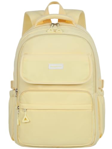 FIORETTO schulrucksack Teenager Mädchen Damen Schulranzen Schultasche School Bag Rucksack Schule 14" Laptopfach, Wasserabweisend & Leicht Gelb von FIORETTO