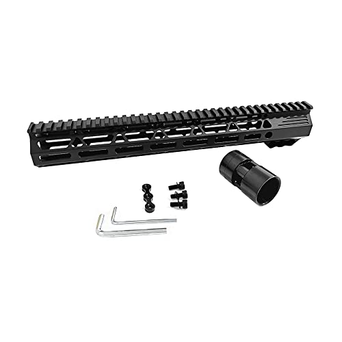 FIRECLUB 7" 9" 10" 12" 13.5" 15" 17" Inch AR15 Free Float for M-lok Compatible Handguard for Hunting Trail Tactical Rifle Scope Mount w Steel Nut (13.4''-Black) von FIRECLUB