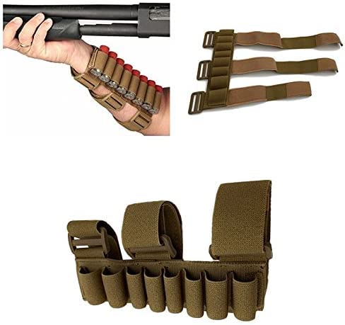 FIRECLUB 8 Rounds Gun Ammo Storage Shotgun Shell Holder Adjustable Shooters Forearm or Tactical Buttstock Sleeve Magazine Pouch (Sand) von FIRECLUB