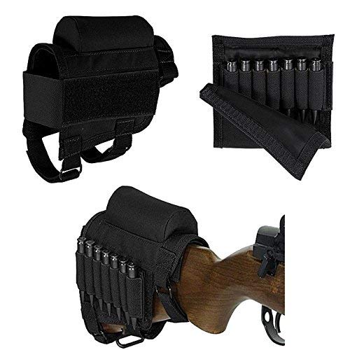 FIRECLUB Buttstock, Hunting Shooting Tactical Cheek Rest Pad Ammo Pouch with 7 Shells Holder (Black) von FIRECLUB