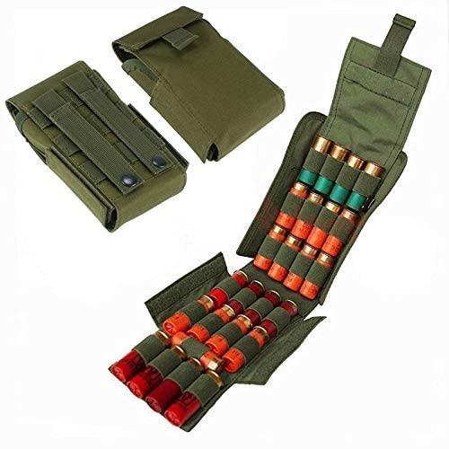 FIRECLUB MOLLE Tactical 25 Rounds Shotshell Pouch Holder Compact Foldable Shotgun Reload Ammo Mag Bag Quick Access Shotgun Shell Carrier 8" H x 4" W x 1.5" D (Green) von FIRECLUB