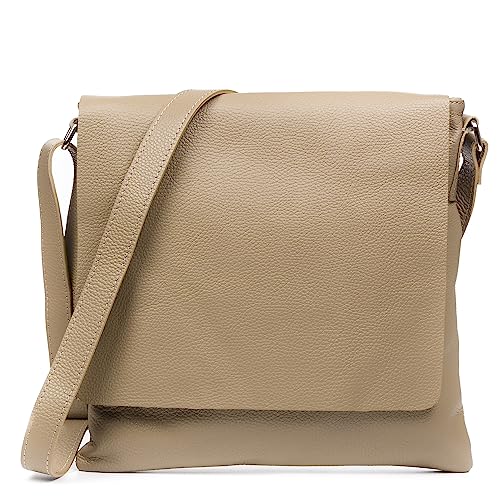 FIRENZE ARTEGIANI. Agnadello Messenger Tasche Damen Echtleder Dollaro 33x5x33cm Farbe: Taupe, Taupe, Utility von FIRENZE ARTEGIANI