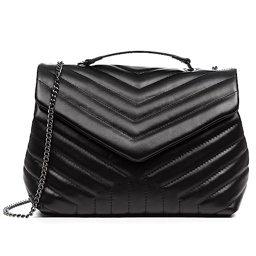 FIRENZE ARTEGIANI. Apecchio Umhängetasche für Damen, echtes Leder, Sauvage Finish, 32,5 x 12 x 20,5 cm, Farbe: Schwarz, Schwarz, Utility von FIRENZE ARTEGIANI