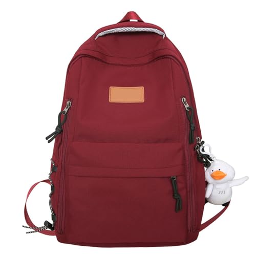 Modische High School College Büchertasche Mit Mehreren Fächern Für Schüler Einfarbig Nylon Rucksack Mit Großer Kapazität von FIRSTXIU