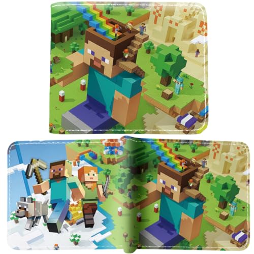 FISAPBXC Min-ecraft Geldbörsen,Min-ecraft Karikatur Geldbeutel Kinder Portemonnaie Brieftasche Geschenkidee Slim Herren Geldbörse Kinder Cartoon Wallet für Kinder Geburtstagsgeschenk von FISAPBXC