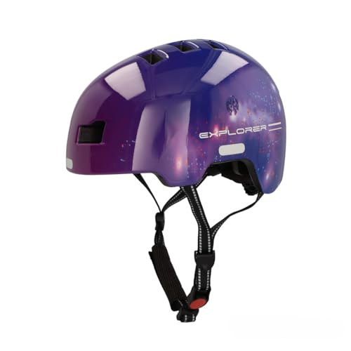 FISCHER BMX Fahrradhelm, Radhelm, Dirt Bike Helm Plus Explorer, S/M, 54-59cm, blau, mit integriertem LED-Rücklicht von Fischer