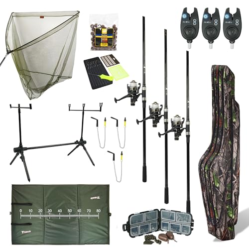 FISH-XPRO Karpfen-Set Mega - 3 Angelruten, Mühlen, Beetmelder, Swinger, Rodpod, Falsche und Mehr! Erschwinglich und komplett! Mega Karpfen Angelset - Karpfenangeln war noch nie so einfach und FISH-XPRO Karpfen-Set Mega - 3 Angelruten, Mühlen, Beetmelder, Swinger, Rodpod, Falsche und Mehr! Erschwinglich und komplett! Mega Karpfen Angelset - Karpfenangeln war noch nie so einfach und von FISH-XPRO