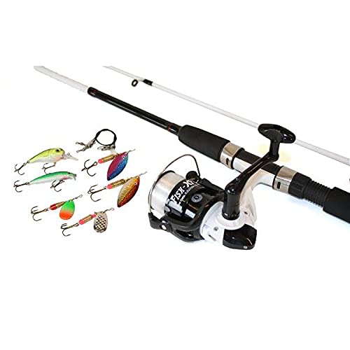 FISH-XPRO Spin Pro Spinnrutenset - Leichte 2,10m Rute mit Angelrolle, Angelschnur, 3 x Vorfach, 2 Kunstköderstecker und 4 Blinker - Komplettes Predator Rutenset fertig zum Angeln! FISH-XPRO Spin Pro Spinnrutenset - Leichte 2,10m Rute mit Angelrolle, Angelschnur, 3 x Vorfach, 2 Kunstköderstecker und 4 Blinker - Komplettes Predator Rutenset fertig zum Angeln! von FISH-XPRO