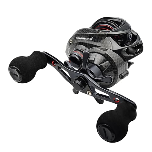 FISHDROPS Baitcaster-Rollen, 9 + 1BB, CNC-Aluminiumrahmen, magnetisches Bremssystem, Köderrollen, Hochgeschwindigkeitsübersetzungsverhältnis 7,0:1, ultraglatt, niedriges Profil, Köderwagen-Angelrolle FISHDROPS Baitcaster-Rollen, 9 + 1BB, CNC-Aluminiumrahmen, magnetisches Bremssystem, Köderrollen, Hochgeschwindigkeitsübersetzungsverhältnis 7,0:1, ultraglatt, niedriges Profil, Köderwagen-Angelrolle von FISHDROPS