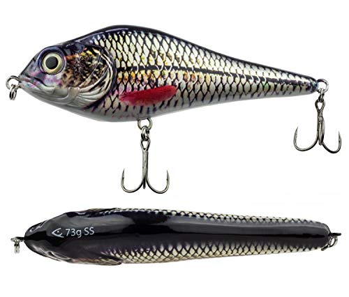 FISHN JERKYone Jerkbait – Gewicht: 73g – Länge: 15cm, Wobbler, Hechtwobbler, Kunstköder mit Mustad Haken, Angelköder zum Fischen auf Raubfische wie Hecht, Barsch, Forelle, Barsch (White Fish) von FISHN