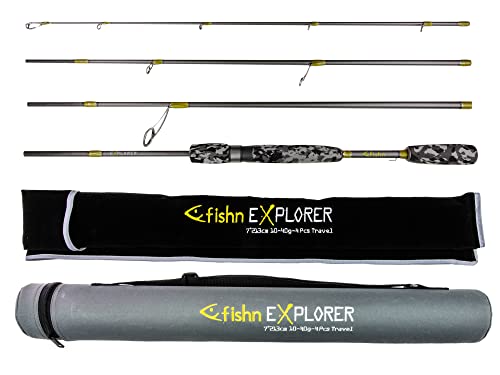 FISHN Reise Angelrute Explorer Reiserute - 213cm, 4-Teilig, Wurfgewicht 10-40gram mit Stabiler Travel Tube zum Spinnfischen auf Forelle, Lachse, Hecht FISHN Reise Angelrute Explorer Reiserute - 213cm, 4-Teilig, Wurfgewicht 10-40gram mit Stabiler Travel Tube zum Spinnfischen auf Forelle, Lachse, Hecht von FISHN