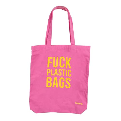 Fisura – Tote bag „f*cking plastic“ rosa. 100% Baumwolltasche. Originale Tote Bag. Einkaufstasche aus Baumwolle. Rosa und gelbe Tote Bag. 43 x 37 Zentimeter. Fisura – Tote bag „f*cking plastic“ rosa. 100% Baumwolltasche. Originale Tote Bag. Einkaufstasche aus Baumwolle. Rosa und gelbe Tote Bag. 43 x 37 Zentimeter. von FISURA