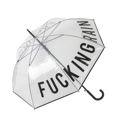 Fisura - Transparenter Regenschirm f*cking rain. Jugendlicher transparenter Regenschirm. Automatischer Regenschirm mit Knopf. Windfester, robuster Regenschirm. Durchmesser von 103 cm. Fisura - Transparenter Regenschirm f*cking rain. Jugendlicher transparenter Regenschirm. Automatischer Regenschirm mit Knopf. Windfester, robuster Regenschirm. Durchmesser von 103 cm. von FISURA