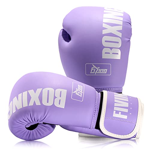 FIVING Pro Style Boxhandschuhe für Damen, PU-Leder, Training, Muay Thai, Sparring, Kampf, Kickboxen, Erwachsene, schwere Boxsack-Handschuhe, Fäustlinge, Fokus-Pad, Workout für Damen (New Purple, 340 FIVING Pro Style Boxhandschuhe für Damen, PU-Leder, Training, Muay Thai, Sparring, Kampf, Kickboxen, Erwachsene, schwere Boxsack-Handschuhe, Fäustlinge, Fokus-Pad, Workout für Damen (New Purple, 340 von FIVING