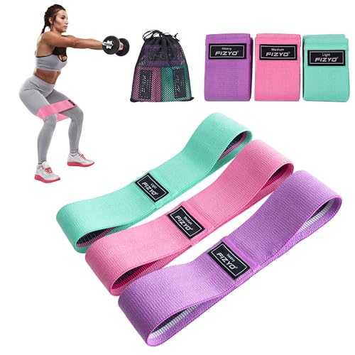 Fizyo 3er-Set Fitnessbänder mit Widerstandsstufen, Widerstandsbänder für Übungen, Fitnessband aus Stoff für Krafttraining, Muskelaufbau, Yoga und Pilates, inkl. Aufbewahrungstasche von FIZYO