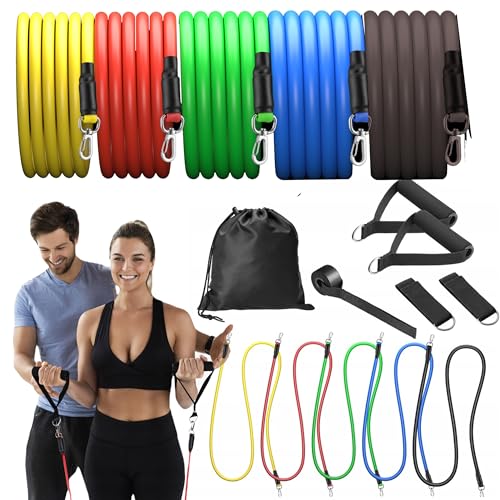 Fizyo 5er Set Resistance Bands Expander, 5 Gummibändern und Zubehör für Kraft- und Widerstandstraining, ideal für Krafttraining und Pilates, Fitnessbänder Set in Einer Tasche von FIZYO