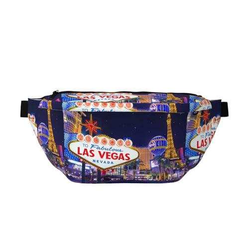 Las Vegas Night City Hüfttasche, verstellbare Crossbody-Tasche für Damen und Herren, Laufen, Wandern, Klettern, Fitnessstudio, Heimtrainer usw., Schwarz , Einheitsgröße von FInpan