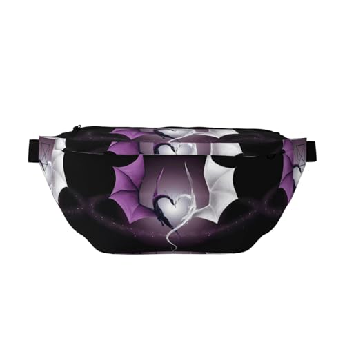 Purple and Wirte Dragons Hüfttasche, verstellbare Crossbody-Tasche für Damen und Herren, Laufen, Wandern, Klettern, Fitnessstudio, Heimtrainer usw., Schwarz , Einheitsgröße von FInpan