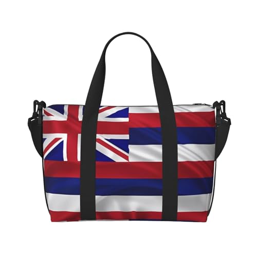 Reisetasche mit amerikanischer Flagge von Hawaii, 41 x 29 x 15 cm, Reisetasche, Kabinentasche, Übernachtungstasche, Unisex-Tragetasche, Schwarz , Einheitsgröße von FInpan