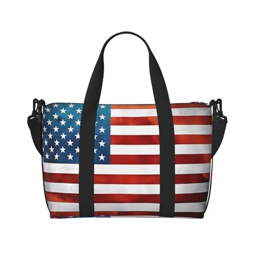 Reisetasche mit amerikanischer USA-Flagge, 41 x 29 x 15 cm, Reisetasche, Kabinentasche, Übernachtungstasche, Unisex-Tragetasche, Schwarz , Einheitsgröße von FInpan