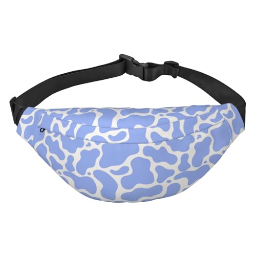 Gürteltasche für Damen und Herren, großes Umhängetaschen-Design mit blauem Kuh-Print, für Workout, Wandern, Laufen, Reisen, Einheitsgröße von FJQWKLF