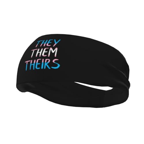 They Them Theirs Stirnband, Unisex, dehnbares Sport-Haarband, zum Laufen, Yoga, Fitnessstudio, Sport von FJQWKLF