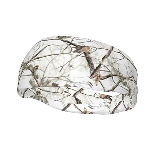 White Trees Camo-Schweißbänder, Sport-Stirnband für Männer und Frauen, atmungsaktives und rutschfestes Gewebe, Kopf-Accessoire zum Laufen, Radfahren, Basketball, Yoga, Fitness-Workout, Kopfbedeckung von FJQWKLF